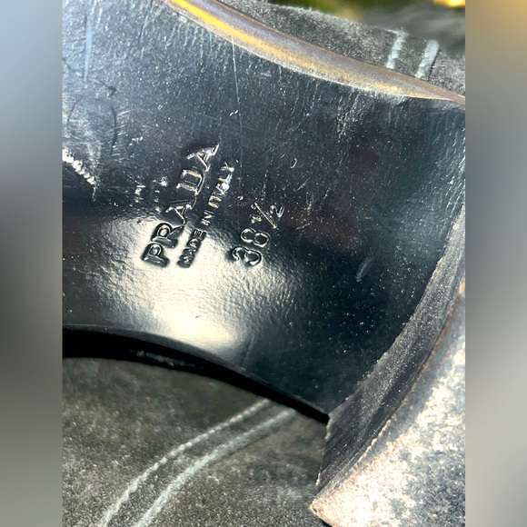 EUC Prada black suede fold over Combat Boots w/ gold buckle W 38.5 - Picture 6 of 6